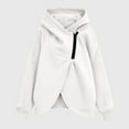 thumbnail image 2 of Half Zip Pullover Hoodie for Women Fall Winter Long Sleeve Irregular Hem Sweatshirt Color: White Size: S, 2 of 3