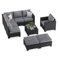 thumbnail image 6 of STARY Outdoor Wicker conversation sets, 9 Pieces Patio Furniture Sofa Set with Coffee Table, All Weather for Garden, Backyard, Balcony (Dark Gray), 6 of 7