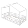 thumbnail image 6 of Jopath Twin Size Floor Bed, Wood Bed with Slatted Base House Bed Frame with Fence for Kids Teens Girls Boys White, 6 of 9