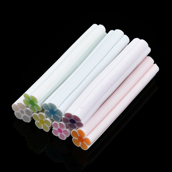 10pcs Luminous Handmade Polymer Clay Nail Art Decoration Fashion Nail Care No Hole Tubes Flower Mixed color 47~50x8~10x8~10mm