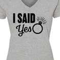 thumbnail image 4 of Inktastic I Said Yes with Engagement Ring Women's V-Neck T-Shirt, 4 of 5