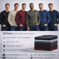 thumbnail image 3 of BILLIONHATS 12 Pack Mens Long Sleeve Dark Colorful T-Shirts, Cotton Blend - Crew Neck Bulk Tees for Men, Wholesale Sleeved Tshirt Packs - Size X-Large, 3 of 7