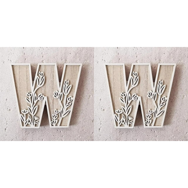 Desktop Ornament 5 Inch 26 Letter Wall Decoration Craft Wooden Letters Sign for 's Room Wedding Home Interior*2 Pack