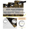 thumbnail image 6 of Yellow Black Leaves Blackout Curtains, Light Blocking Print Window Curtains, Vintage Abstract Art Botanical Thermal Insulated Window Drapes for Living Room Kitchen Cafe 2 Panels, 84"W x 63"L, 6 of 9