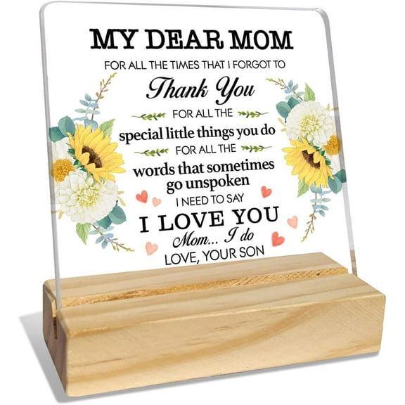 Mom Gifts from Son, Mom Gifts for Birthday Mother's Day Christmas Holiday from Son, Mother Gifts, Thank You Gifts for Mom, Thank you for All The Special Little Things You Do, Desk Acrylic Decor