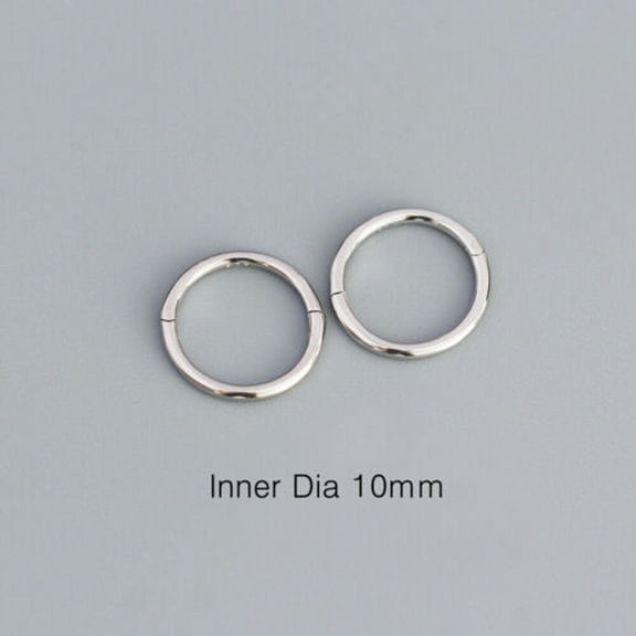 QQTDFG 925 Sterling Silver Plain Helix Tragus Piercing Hoop Earrings A4177-Silver, Inner Dia 10mm