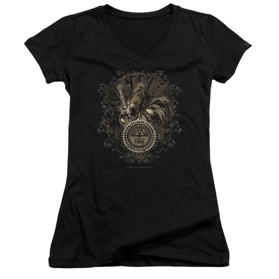 Sun - Scroll Around Rooster - Juniors Cap Sleeve V-Neck Shirt - XX-Large