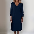 thumbnail image 4 of Lopecy-Sta Dresses for Women V-Neck Midi Shift Dress for Fall Loose Waist Casual Daily Wear, 4 of 7