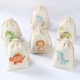 thumbnail image 2 of 6 bolsas de regalo de lino y algodón con diseño de dinosaurio y unicornio, para decoración de fiestas de cumpleaños, bodas y baby shower, 2 of 5