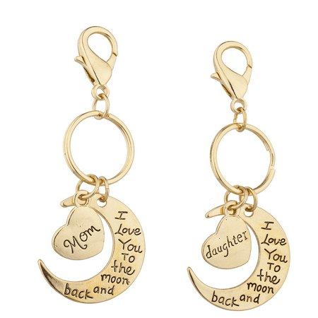 Mom Keychain - Lux Accessories Goldtone Mom n Daughter I love you to the Moon and Back Keychain