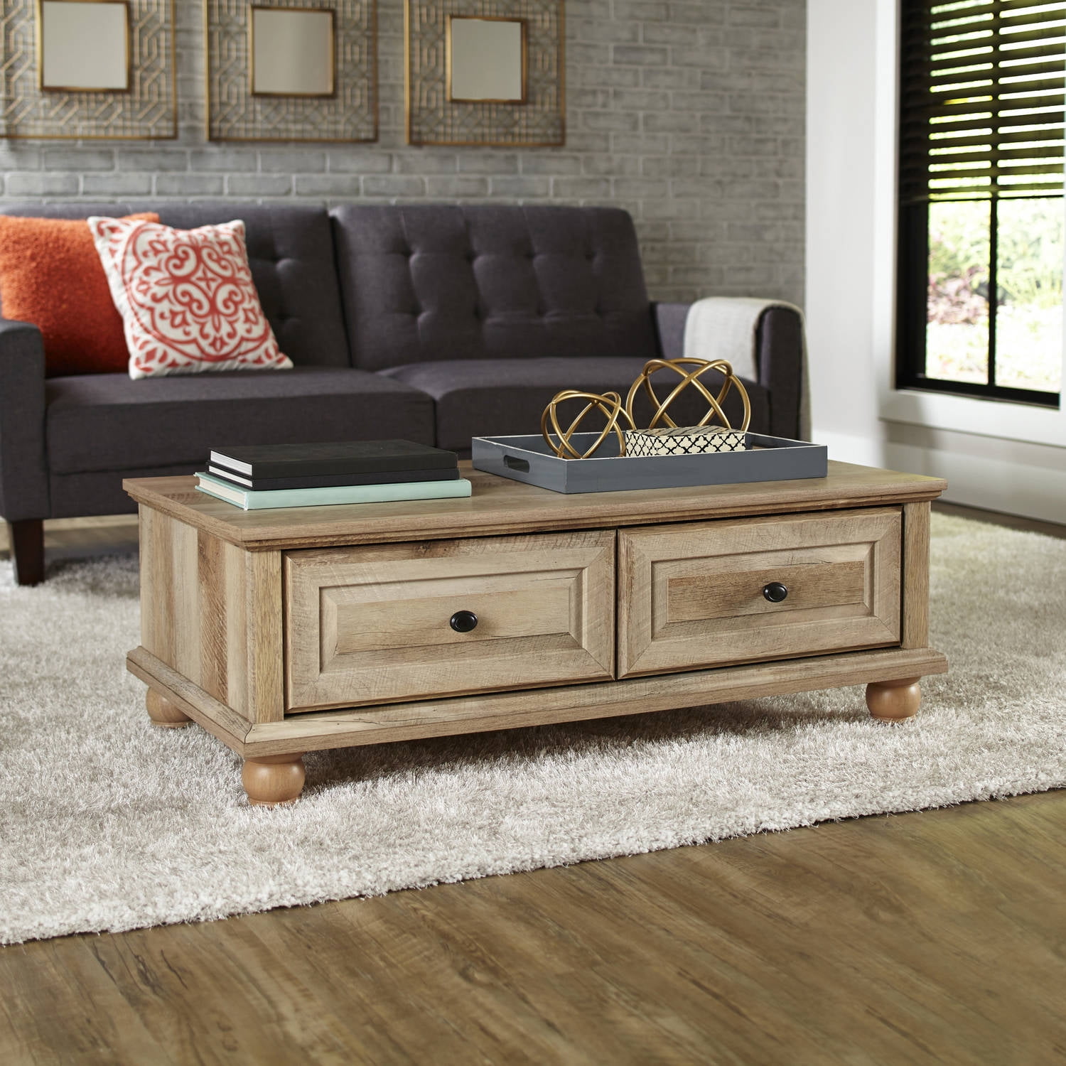 Better Homes & Gardens Crossmill Coffee Table, Weathered Finish 