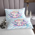 thumbnail image 3 of Erosebridal Ensemble de Couvre-Lit Licorne Colorée Simple, Ensemble de Literie Fleurie de Rêve, Décor à Rayures Bleues 2 Pcs, 3 of 5