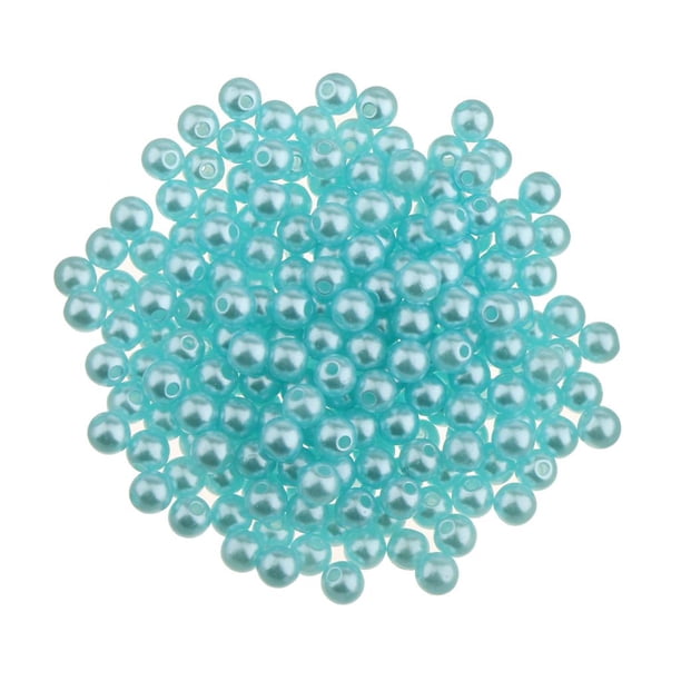 200 Unids 2 Colores Perla Perla Espaciador Suelto Perlas de Perforación DIY Jewlry Making 6mm - Azul Soledad Perlas sueltas de espaciadores