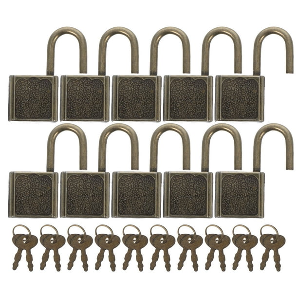 10 mini candados cuadrados con llave, candado decorativo de aleación de zinc para diario, equipaje, bolso, taquilla, joyero, dorado