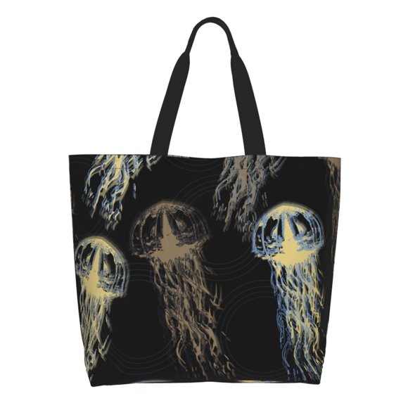 Gaeub Jellyfish Tote Bags for Women,Large Capacity Bag Reusable Grocery Shoulder Bag with Inner Pockets