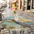 thumbnail image 6 of Ocean Turtle Round Tablecloth for 36-44 Inch Tables,Fitted Table Cover with Elastic Edge,Coastal Coral Illustration Retro Painting Waterproof Outdoor Table Cloth Protector for Patio Garden Dinner, 6 of 9