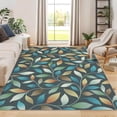 thumbnail image 4 of 10x13 Botanical Area Rug Clearance Washable Leaves Pattern Soft Low Pile Foldable Non-Slip Non-Shedding Floral Accent Indoor Carpet Blue, 4 of 9