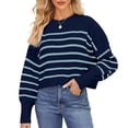 thumbnail image 4 of Durtebeua Chandails à Capuchon pour Femmes Chandails en Molleton Oversize Automne Hiver Manches Longues Col Rond Décontracté Couleur Unie Pull Tops Chemises Bleu Foncé,S, 4 of 7