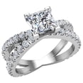 thumbnail image 4 of Princess Cut Diamond Engagement Rings 18K Gold Split Shank Style Cross Shank 1.75 CT TW 18K White Gold (F-G,VS1), 4 of 8