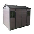 thumbnail image 2 of 8 x 6ft  Resin Outdoor Storage Shed, Waterproof Shed with Floor & Two Windows & Lockable Door, Tool Shed for Garden, Patio, Backyard, Brown, 2 of 8