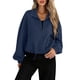 thumbnail image 1 of Chaqueta de Béisbol Holgada Informal con Cuello Alto, Cremallera y Dobladillo con Cordón Ajustable para Mujer. Azul Marino L, 1 of 9