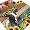 thumbnail image 2 of Rectangle Area Rug 6x9ft,Farm Cow Sunflower Washable Carpet Non-Slip Runner Accent Rugs Indoor Floor Mat for Bedroom Living Room Decor,Teal Brown Wood Board, 2 of 9
