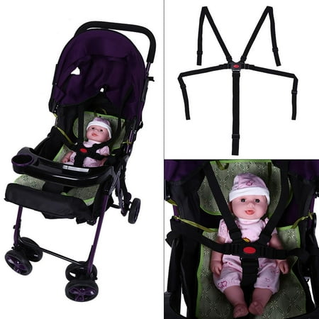 Yosoo Child Safety Harness Adjustable Wrist Strap Stroller Baby Stroller Safety Strap Kids Dining Chair 5 Point Harness Strap Child Pram Seat