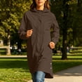 thumbnail image 6 of thefmos Women Plus Size Fall Winter Hooded Zip Up Open Front Casual Basic Coat Outdoor Raincoat Solid Trendy Jacket, Brown S, 6 of 9