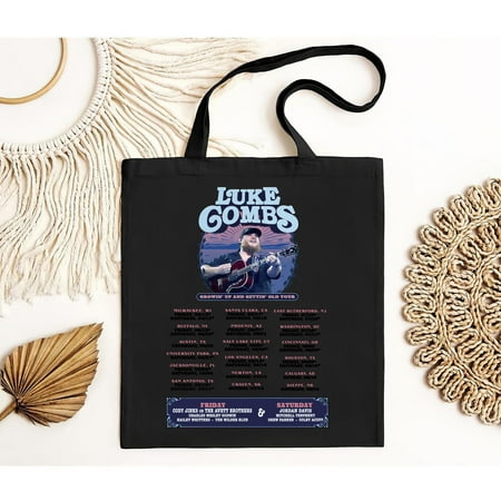 vintage Graphic Luke Combs Bag  Luke Combs 2024 Tour Growing Up and Getting Old Tote Bag  Luke Combs Merch  Country Music   Luke Combs Fan Bag-TH8361