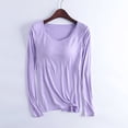 thumbnail image 2 of Plus Size Tops for Women Casual Solid Crew Neck with Chest Pads Pajama Blouse 2023 Lightweight Comfy Workout T Shirts Fall Clothes, 2 of 6