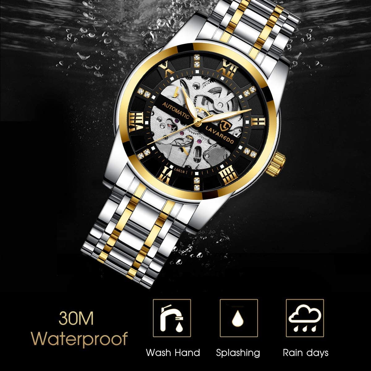 A ALPS Watches for man Automatic Mechanical Watches self Winding Man Watch with Stainless Steel Strap Business Watches Gift for Men