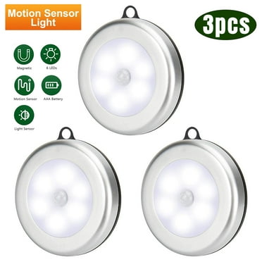 EEZSEVEN Motion Sensor LED Night Light – 6 LED, Battery Powered, Under Cabinet – 3.2" Square, White