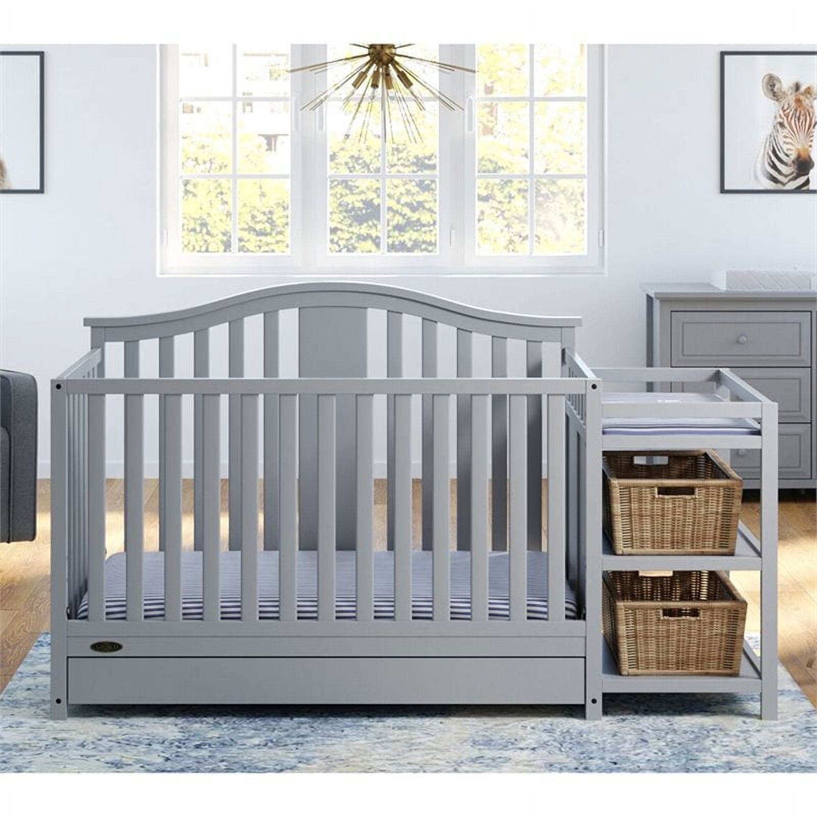 Graco Solano 4-in-1 Convertible Crib and Changer with Drawer, Pebble ...