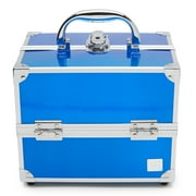 Caboodles Baby Cosmetic Train Case, Blue Iridescent, Small