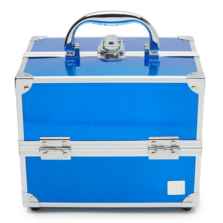 Caboodles Baby Cosmetic Train Case, Blue Iridescent, Small