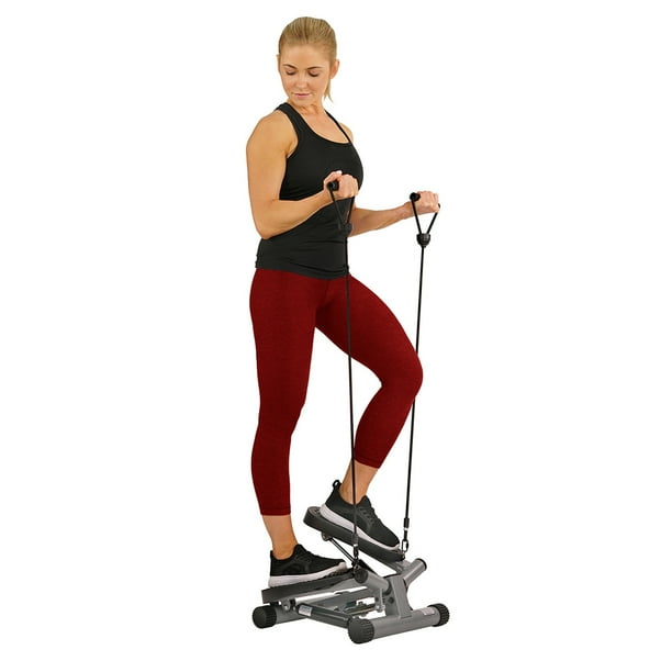 Sunny Health And Fitness Twisting Stair Stepper Step Machine W Resistance Bands And Lcd Monitor 4359