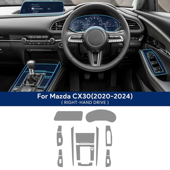 For Mazda CX30 2020-2024 Interior Center Console Gear Panel Navigation Screen TPU Protective Film Anti-Scratch Repair LHD RHD