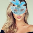 thumbnail image 5 of Unique Bargains 1 Pc Dragon Pattern Feather Half Face Party Mask for Masquerade Party Blue, 5 of 5