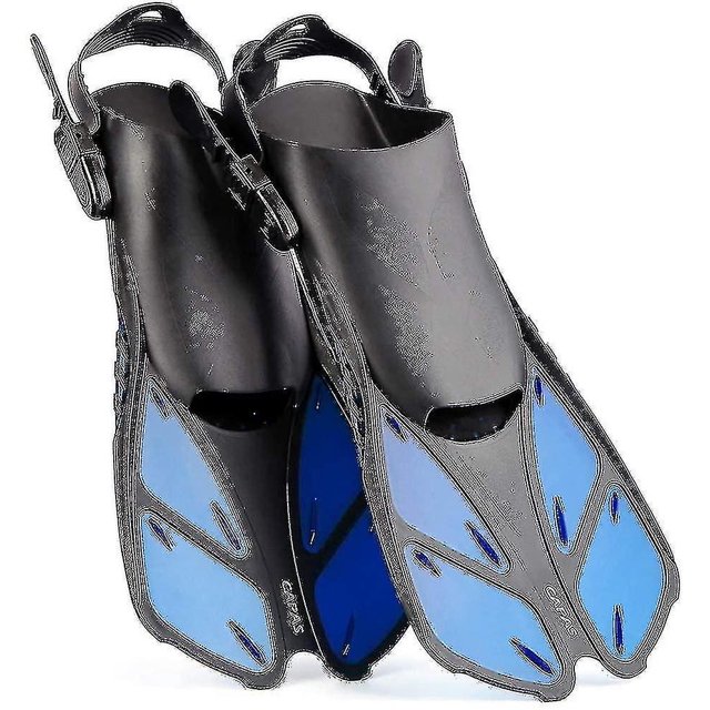 Aletas de snorkel, aletas de natación, tamaño de viaje, cortas, ajustables para snorkel, buceo, adultos, hombres, mujeres, niños, aletas de natación con talón abierto