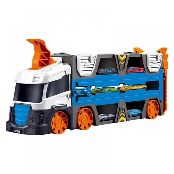 AJZIOJIRO Toddler Carrier Trucks Vehicles Toys - 5 in 1 Car Toys for 3 4 5 Year Old Boys Toddlers, The Track is 45 Inch Long