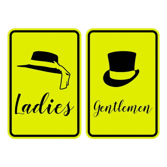 Portrait Round Ladies And Gentlemen Sign Set (Yellow / Black) - Large 6" x 8"