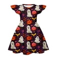 thumbnail image 4 of Girls Dresses Halloween Ghost Pumpkin Pattern Sleeveless Flowy Sundress Summer Halloween Party Outfit for Girls Ages 7–14, 4 of 4