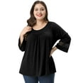 thumbnail image 1 of GRACE & GRANDEUR Hauts Décontractés Unis à Manches Raglan pour Femmes Grande Taille Noir 3X, 1 of 6