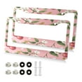 thumbnail image 2 of 2-Pack Aluminum License Plate Frame with 2 Holes for GM License Plate Cover with Free Screws Pink Cherry Flowers Pattern, 2 of 8