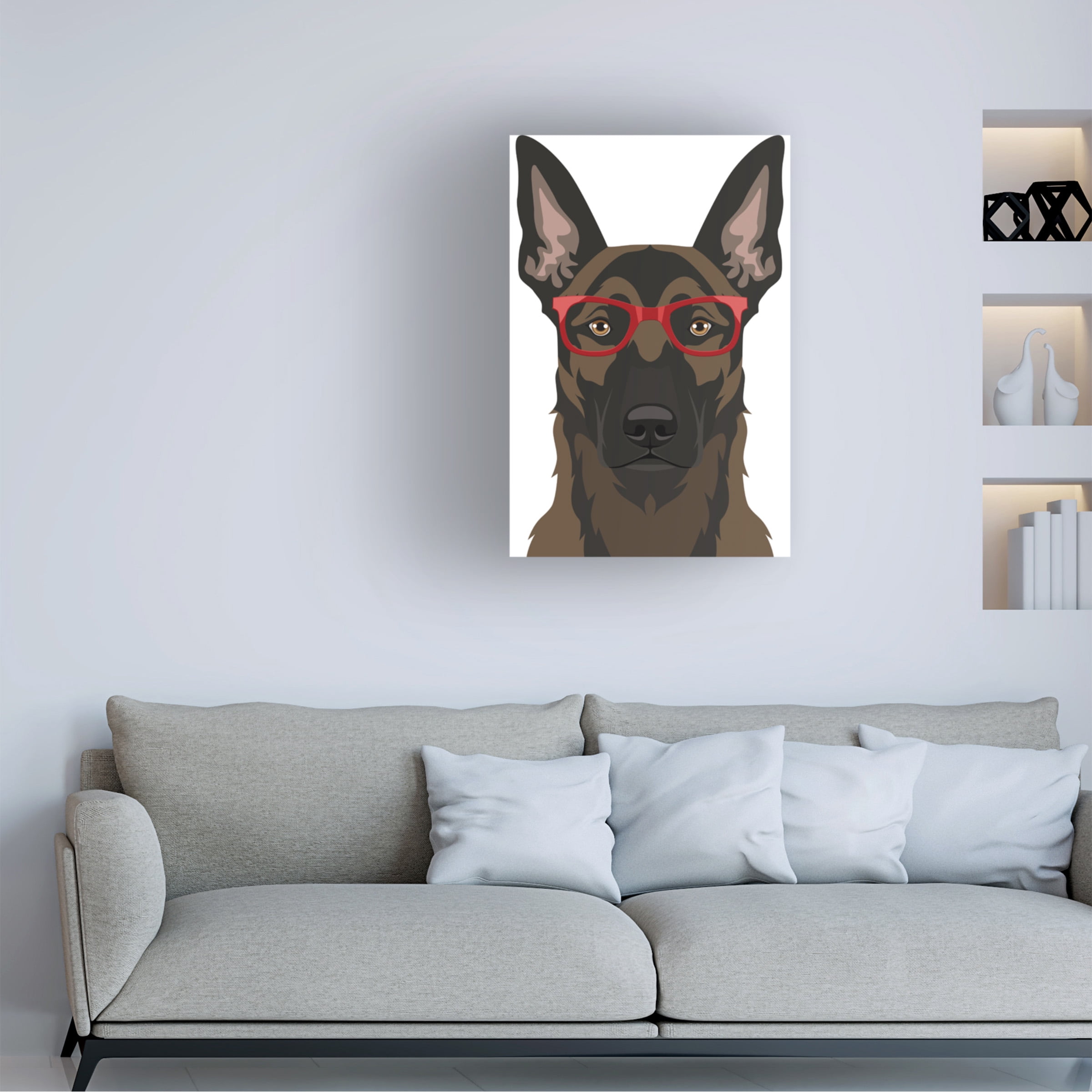 Furbaby Affiliates 'Belgian Malinois Wearing Hipster Glasses' Canvas Art