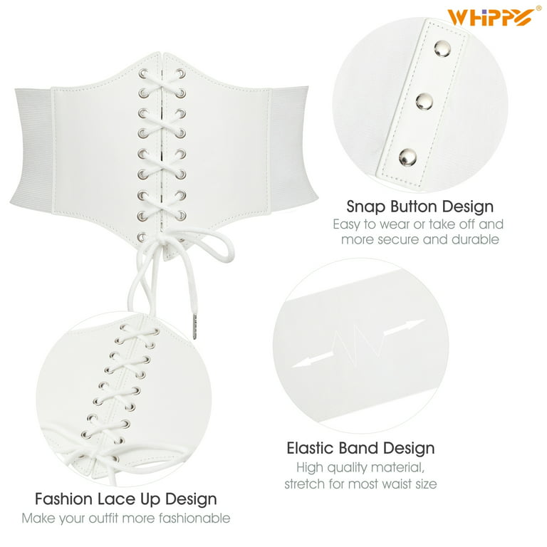 WHIPPY Women's Lace-up Corset Elastic Waist Belt, Tied Waspie Wide