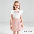 thumbnail image 4 of Gaxelrn Girls Sequin 2-Piece Ruffle Top & Skort Set with Bow, Sparkly Party Outfit, Pink Sizes 5-13,Size 5 T, 4 of 6