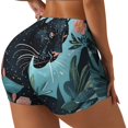 thumbnail image 1 of Fotbe Black Panther Floral Illustration Shorts Sin Costuras – Shorts Deportivos de Cintura Alta para Mujer, Elásticos para Gimnasio, Yoga, Running o Ciclismo-X-Large, 1 of 8
