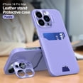thumbnail image 1 of Cover For iPhone 14 Pro Max,Slim PU Leather Shockproof Lens Protector Card Holder Built in Camera Kickstand Case Cover,Purple, 1 of 10