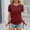 A02568-Red, variant on CALAFEBILA Summer Tops for Women 2024 Short Sleeve Womens Blouse,Womens Fashion Solid Color Blouse Summer Drawstring Crew Neck Womens Casual Tops